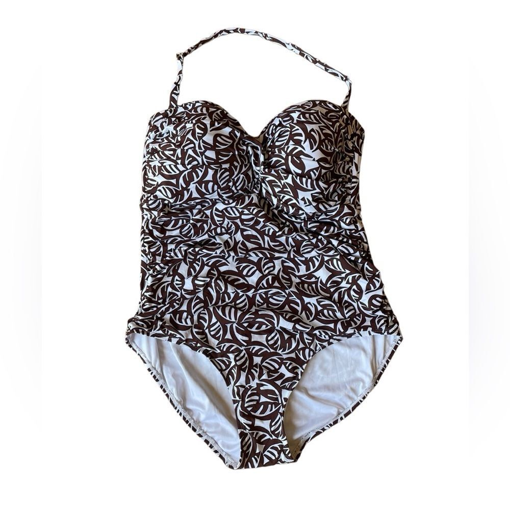 Anne Cole Signature Convertible One Piece Swimsuit Brown and White Size 20W NWT